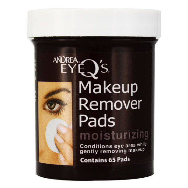 Andrea EyeQ's Makeup remover pads container with branding and product details on a white background