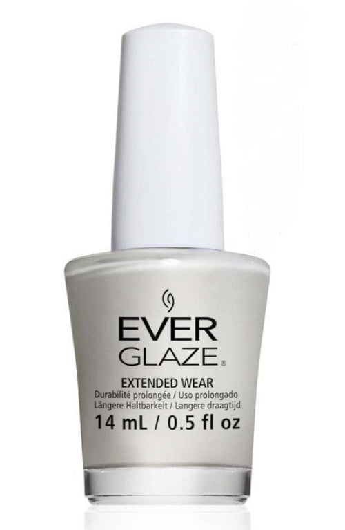 EverGlaze light gray nail polish bottle with white cap.
