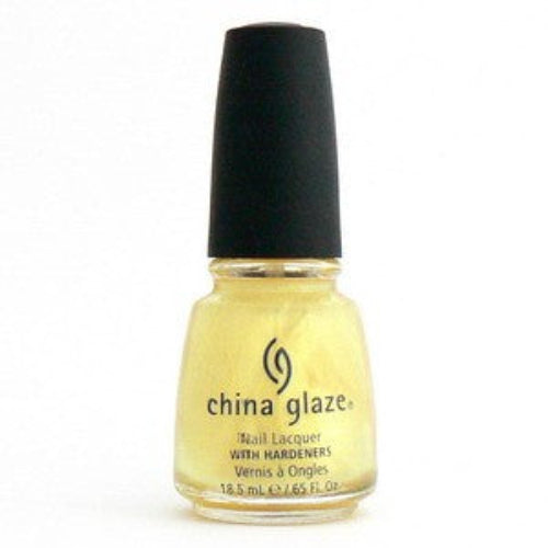 China Glaze light yellow sheer nail polish bottle with black cap.