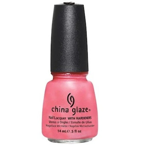 China Glaze pink nail polish bottle with black cap.