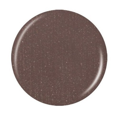 A circular brown with golden shimmer nail polish swatch on a white background.