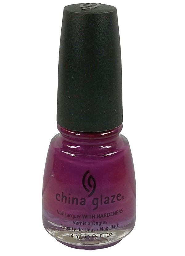 China Glaze magenta purple nail polish bottle with black cap.