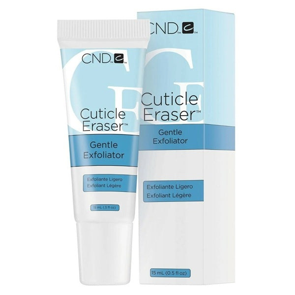 CND Cuticle Eraser Gentle Exfoliator tube and packaging on a white background