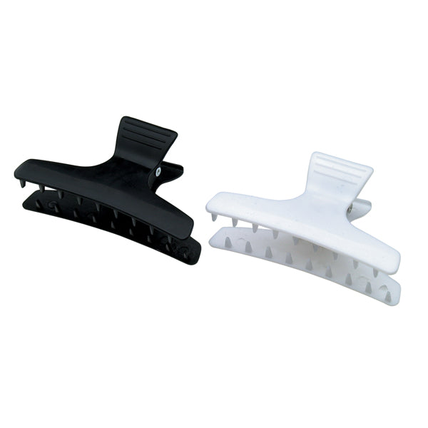 Black and white hair clips on a white background