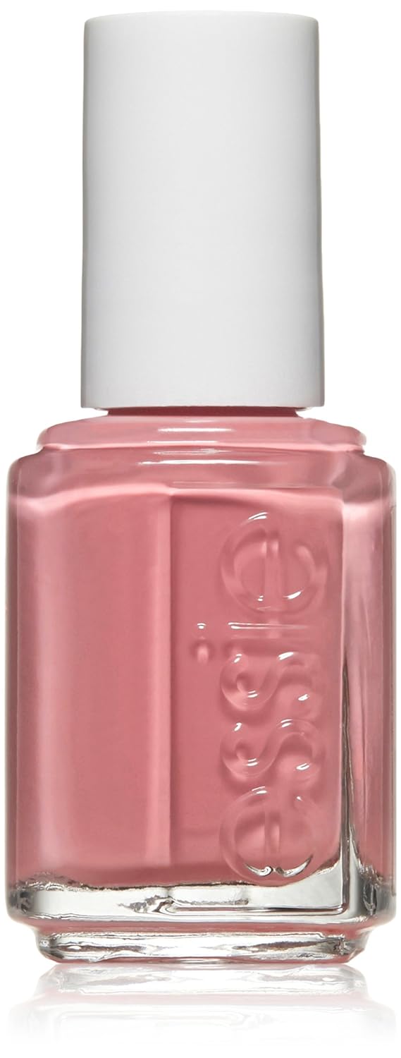 Essie pink nail polish bottle with white cap on a white background