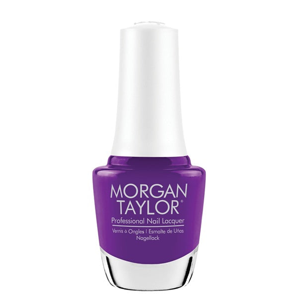 Purple nail polish bottle with white cap on a white background