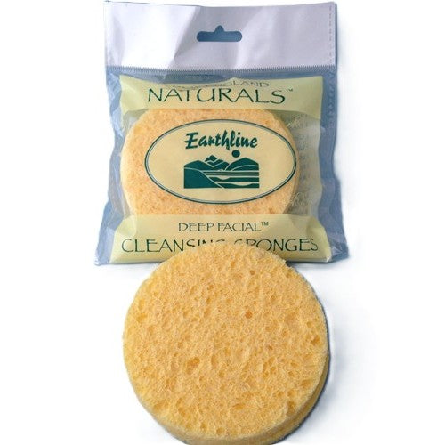Earthline Naturals deep facial cleansing sponges with packaging on a white background