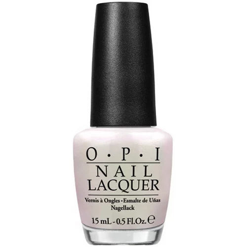 OPI white nail lacquer bottle with black cap on a white background