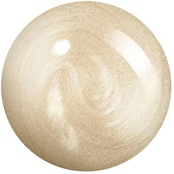 Light gold shimmer nail polish swatch on a white background