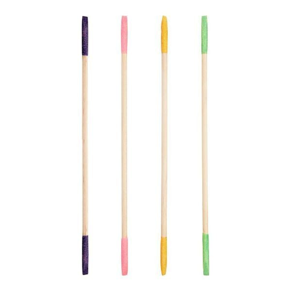 A set of four sanding stix with assorted colored tops on a white background.
