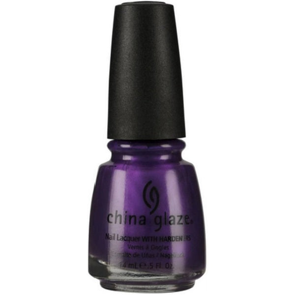 China Glaze Purple nail polish bottle with black cap on a white background