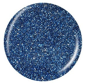 Blue glittery nail polish color swatch on a white background