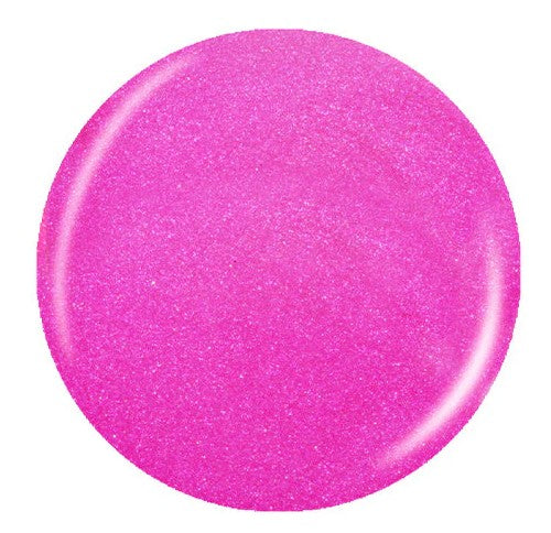 Pink shimmery nail polish swatch.