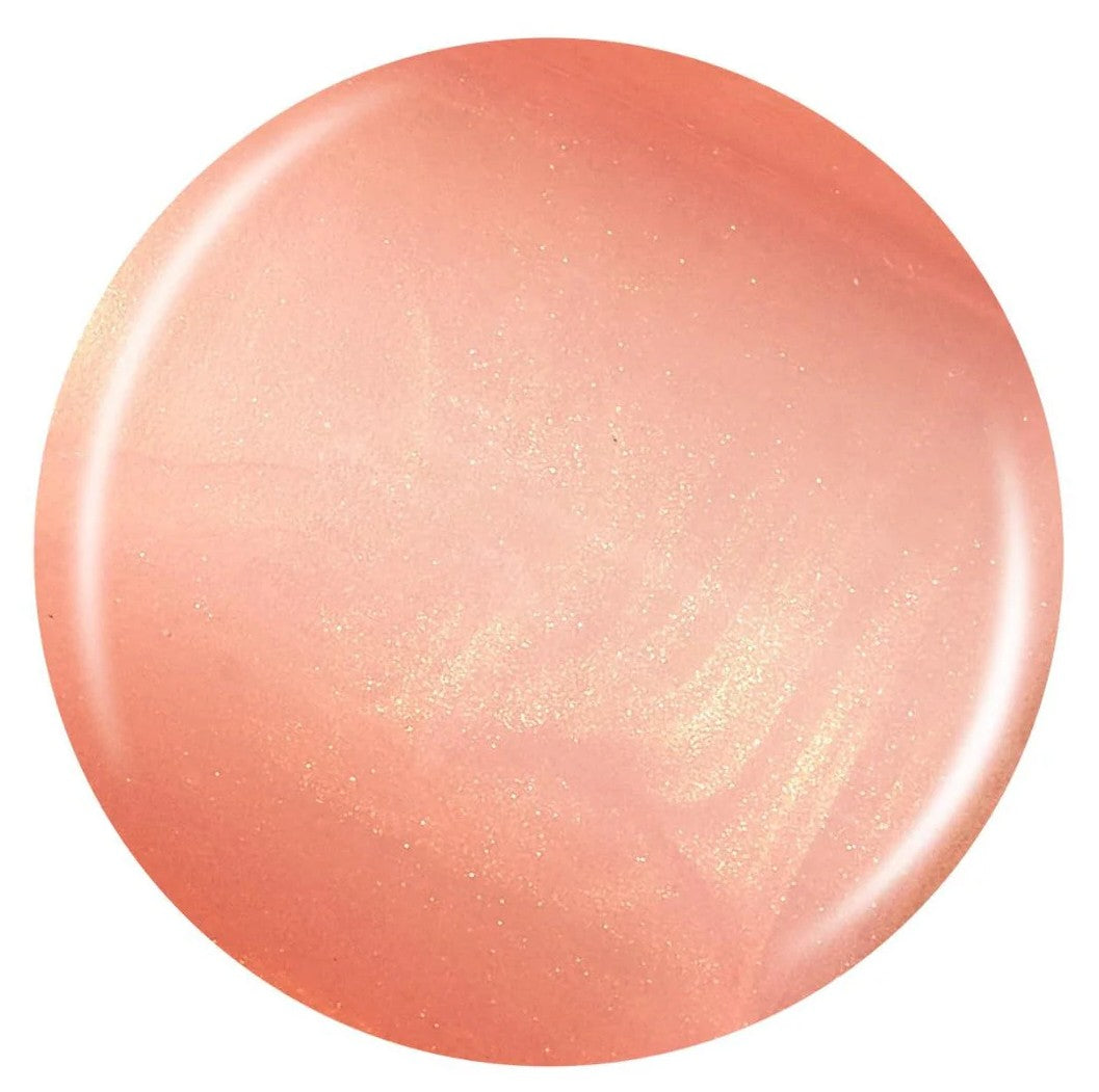 Peach shimmer nail polish swatch on a white background
