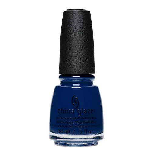 China Glaze navy blue nail polish bottle with black cap on a white background