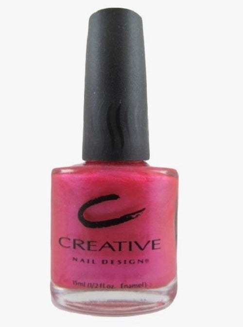 Creative Nail Design pink nail polish bottle with black cap on a white background
