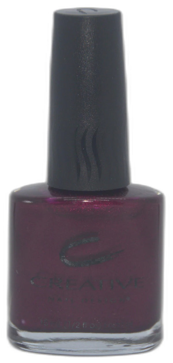 Creative Nail Design burgundy wine red nail polish bottle with a black cap on a white background