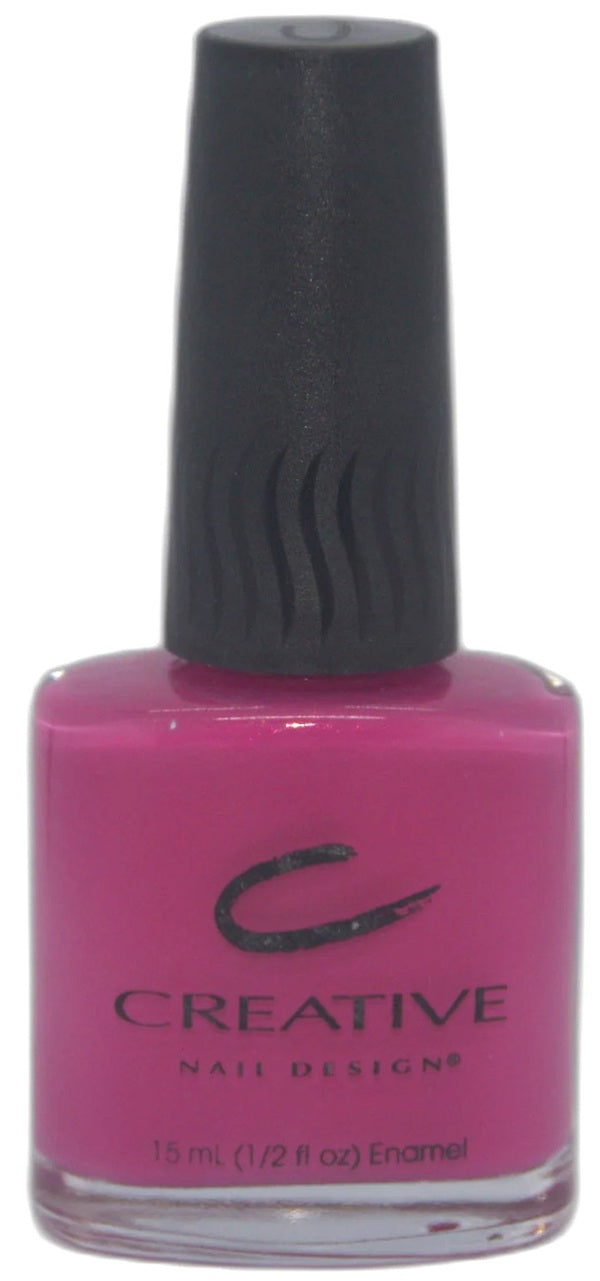CND pink nail polish bottle with black cap on a white background