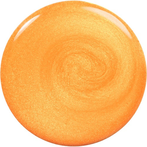 Orange shimmer nail polish swatch on a white background