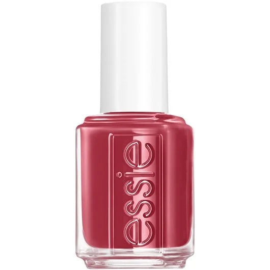 Essie deep rosewood pink/mauve nail polish bottle with white cap on a white background