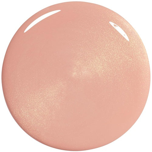 Peach with gold shimmer nail polish swatch.