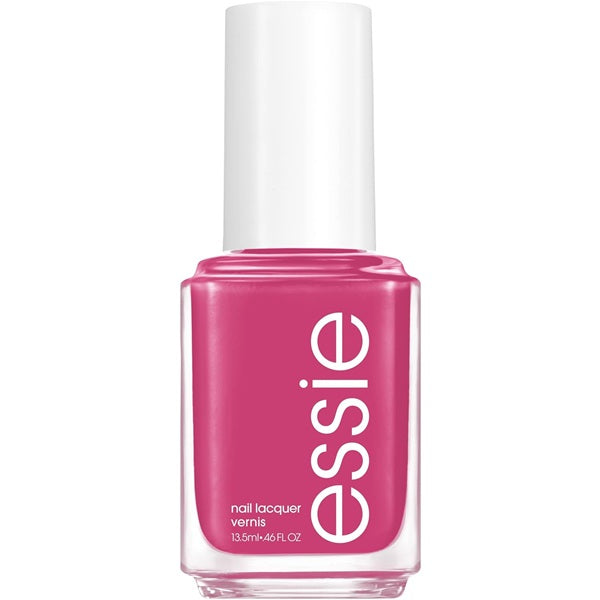Pink nail polish bottle with 'essie' branding on a white background