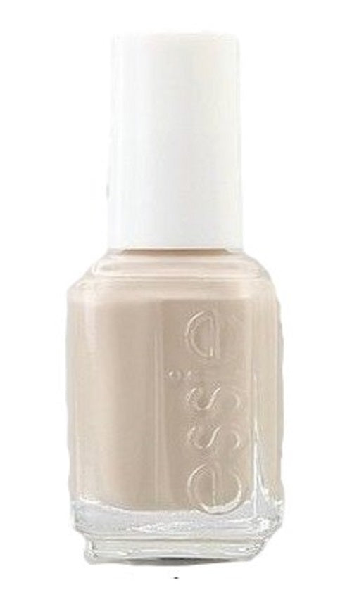 Essie light beige nail polish bottle with white cap.