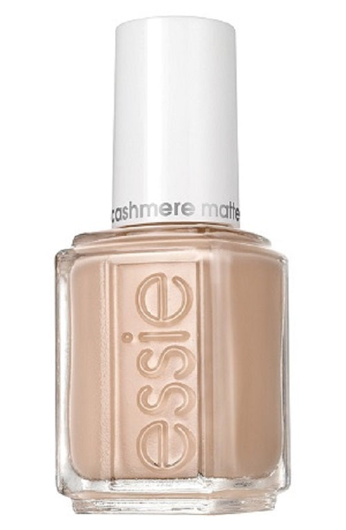 A bottle of Essie Matte Nail Polish in the shade 'All Eyes on Nudes 3036', showing a warm nude creme color with subtle pink undertones.