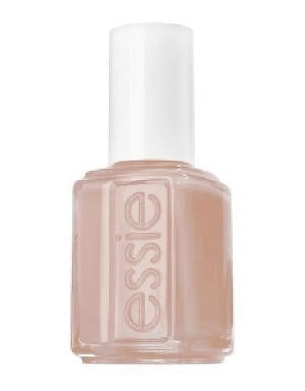 A bottle of Essie Nail Polish in a sheer peach-toned color with a white cap.