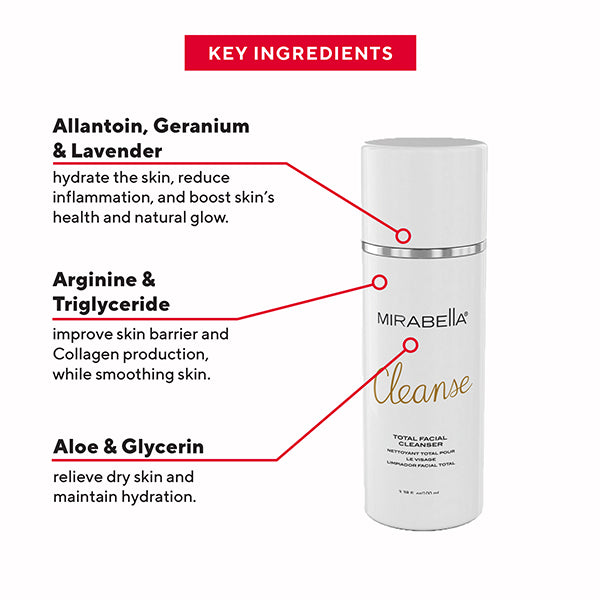 Mirabella Cleanse Total Facial Cleanser, 3.38 oz