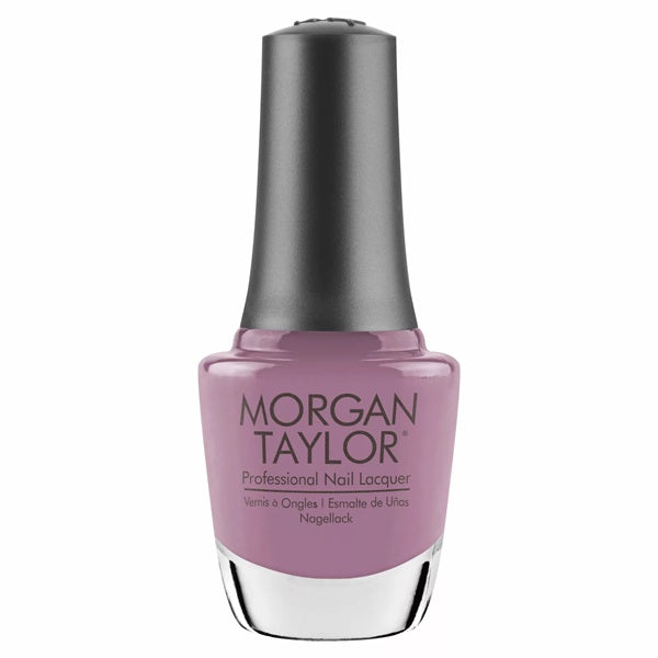 Morgan Taylor lavender nail polish bottle on a white background