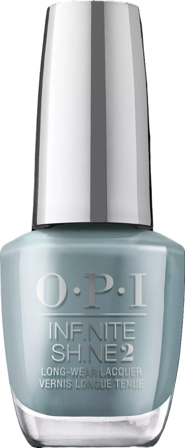 OPI sage green nail polish bottle with silver cap on a white background
