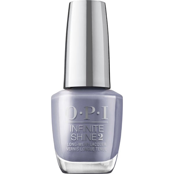 OPI Infinite Shine blue gray nail polish bottle on a white background