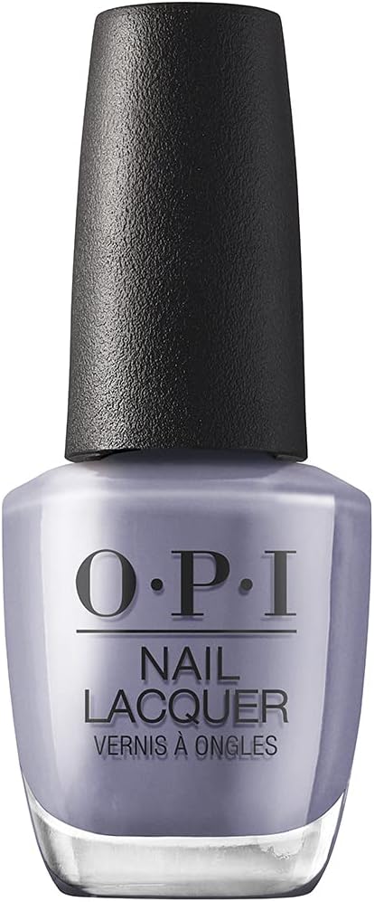 OPI gray nail lacquer bottle with a black cap on a white background