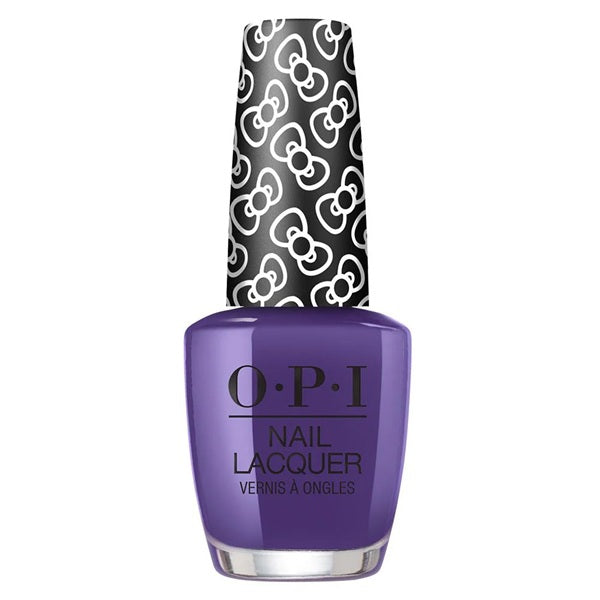 OPI purple nail lacquer bottle with a black and white patterned cap on a white background