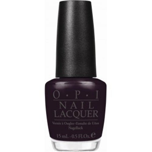 OPI dark purple nail polish bottle with black cap.