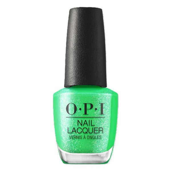 OPI Green nail polish bottle with black cap on a white background