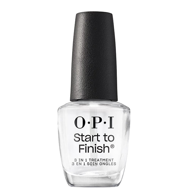OPI Start to Finish nail treatment bottle with black cap on a white background