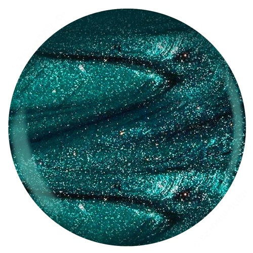 Teal shimmer nail polish swatch on a white background