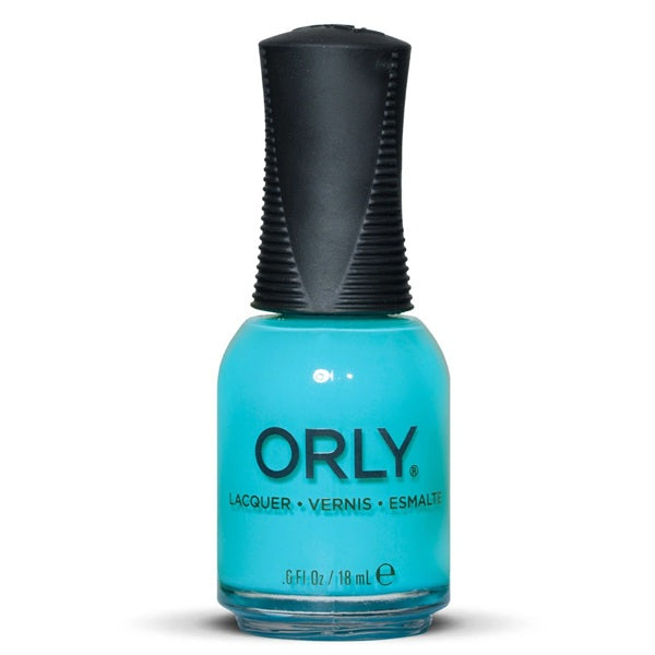 Orly nail polish bottle with blue color on a white background