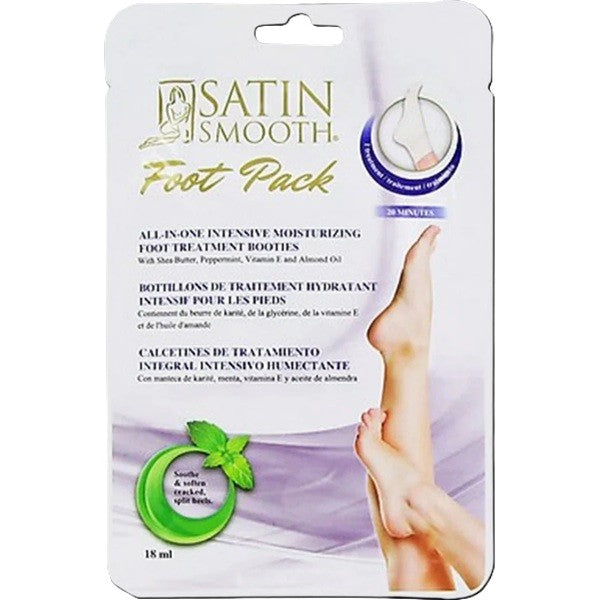 Satin Smooth Foot Pack packaging with a foot image on a white background