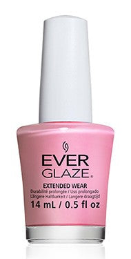 A bottle of ChGl EverGlaze Extended Wear Nail Lacquer in a light pastel rosy pink color, with a volume of 14 mL.
