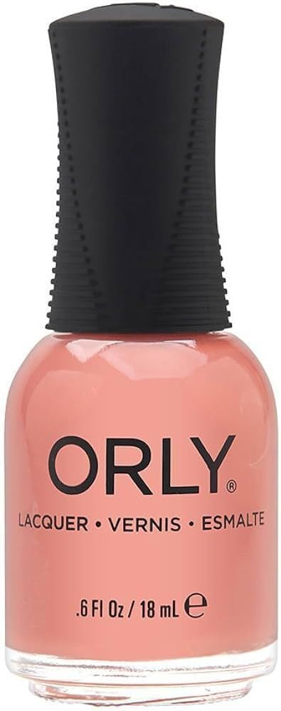 A bottle of Orly nail polish in a deep warm peach creme color.