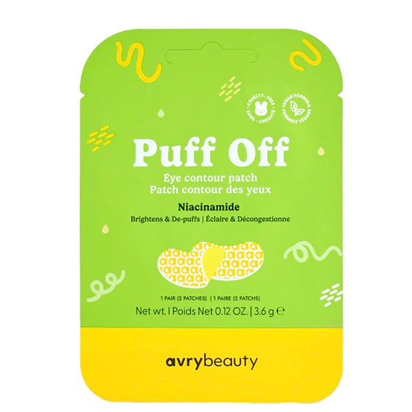 Avry Beauty Puff Off eye contour patch packaging on a white background
