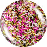 Color Club nail polish close up with glitter in a circle shape.