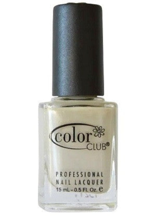 A bottle of Color Club Professional Nail Lacquer in a light silver shimmer color with a pearlescent finish.