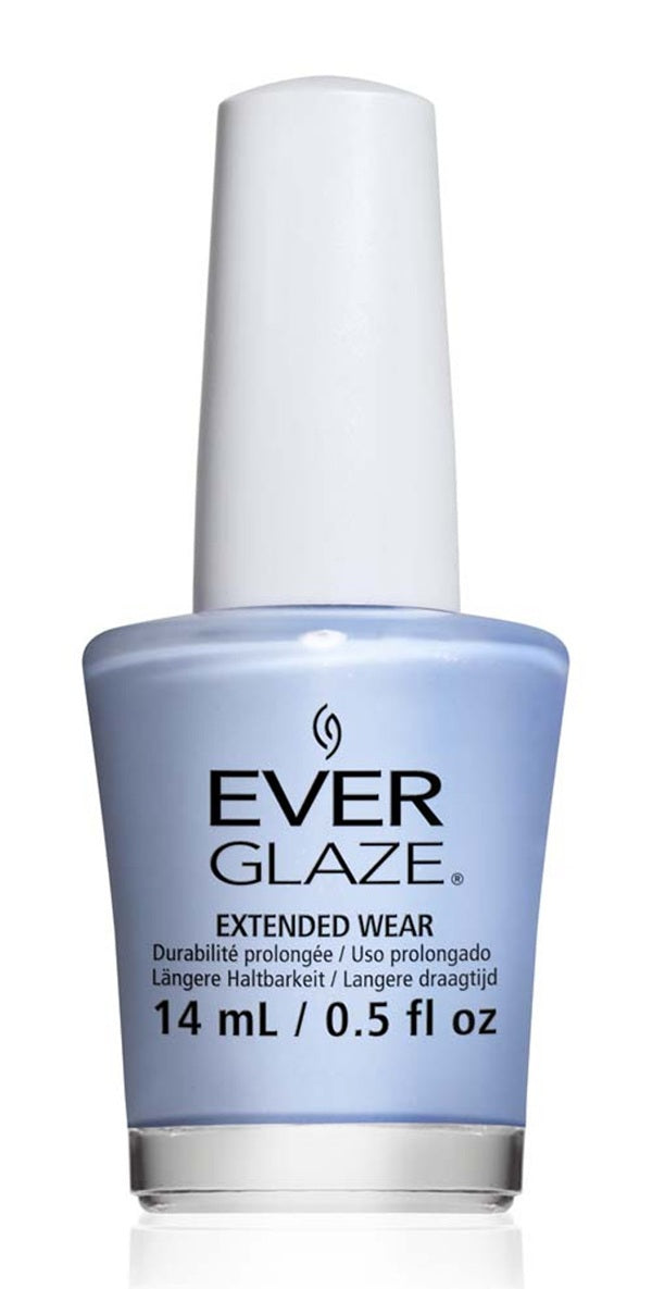 Ever Glaze light blue nail polish bottle on a white background