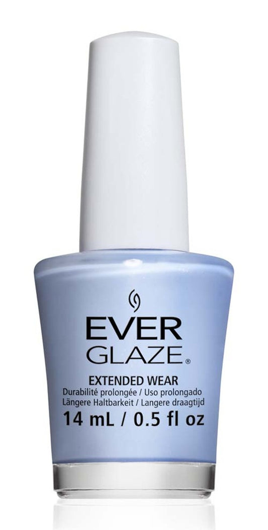 Ever Glaze light blue nail polish bottle on a white background