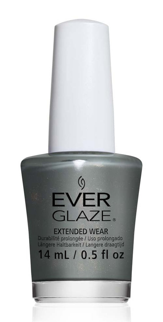 Ever Glaze mossy green nail polish bottle on a white background