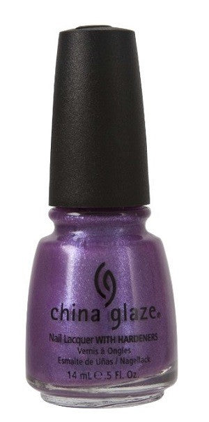 China Glaze light purple shimmer nail polish bottle with black cap.